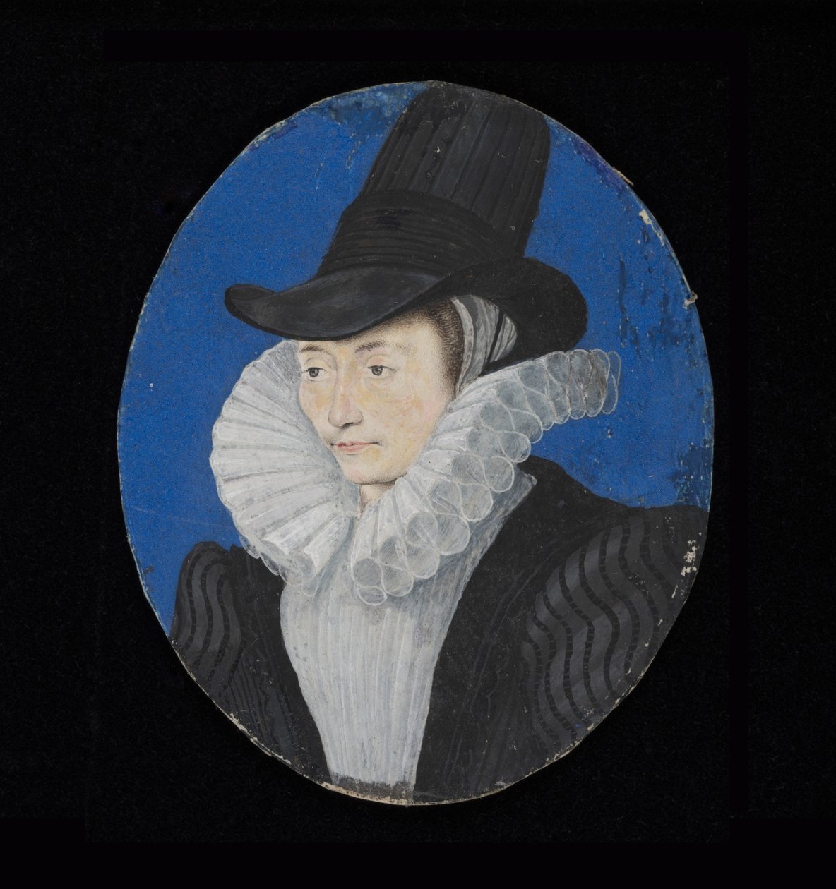 Portrætminiature af en ukendt dame, ca. 1590 (wc på vellum) af Isaac Oliver