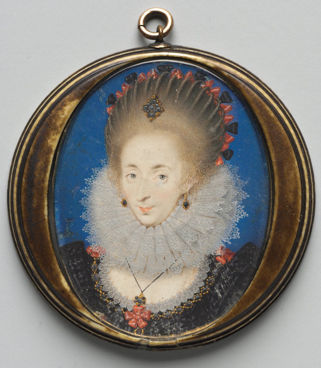 Portræt af Lucy Russell, grevinde af Bedford, født Harrington, 1612. af Isaac Oliver