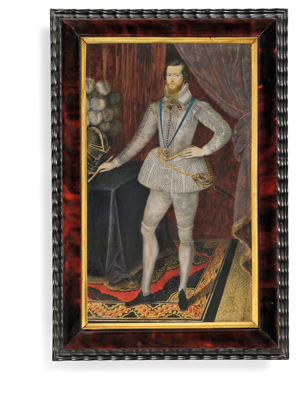 Robert Devereux, 2. jarl af Essex (vellum med skildpadderamme og guldbeslag) af Isaac Oliver