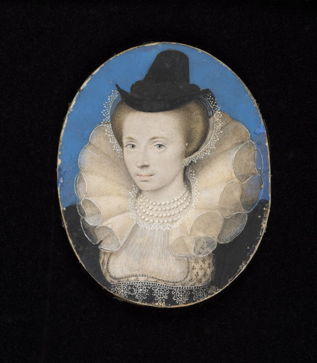 Ukendt dame, ca. 1595-1600 (akvarel på vellum lagt på kort) af Isaac Oliver
