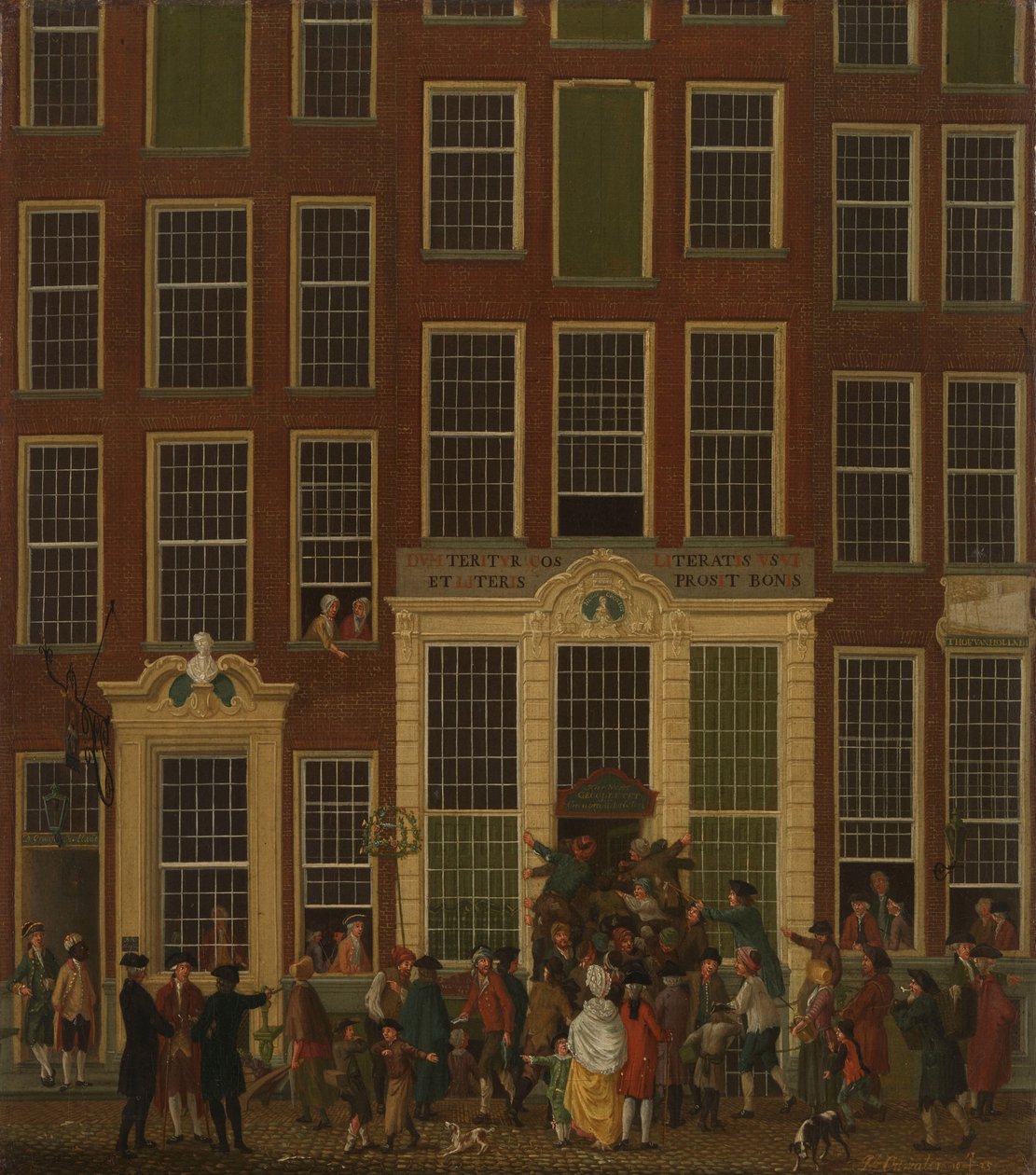 Jan de Groots boghandel og lotteriagentur i Kalverstraat i Amsterdam Jan de Groots boghandel og lotterikontor i Kalverstraat i Amsterdam af Isaac Ouwater
