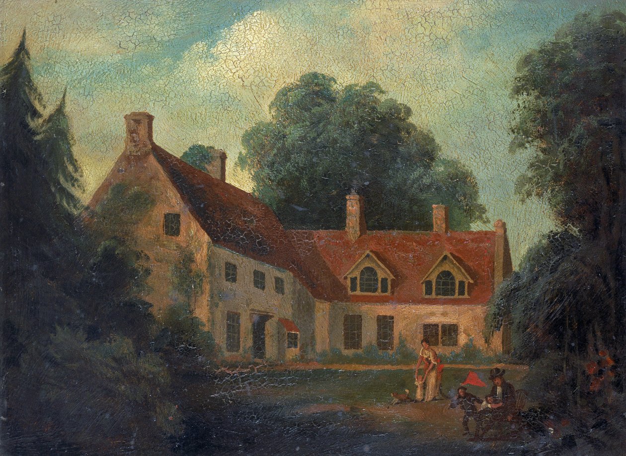 Horatio Nelsons (1758-1805) fødested i Burnham Thorpe, England, hvor hans far, pastor Edmund Nelson (1722-1802), var rektor, og hvor Horatio Nelson boede med sin kone, mens han var arbejdsløs kaptajn. af Isaac Pocock