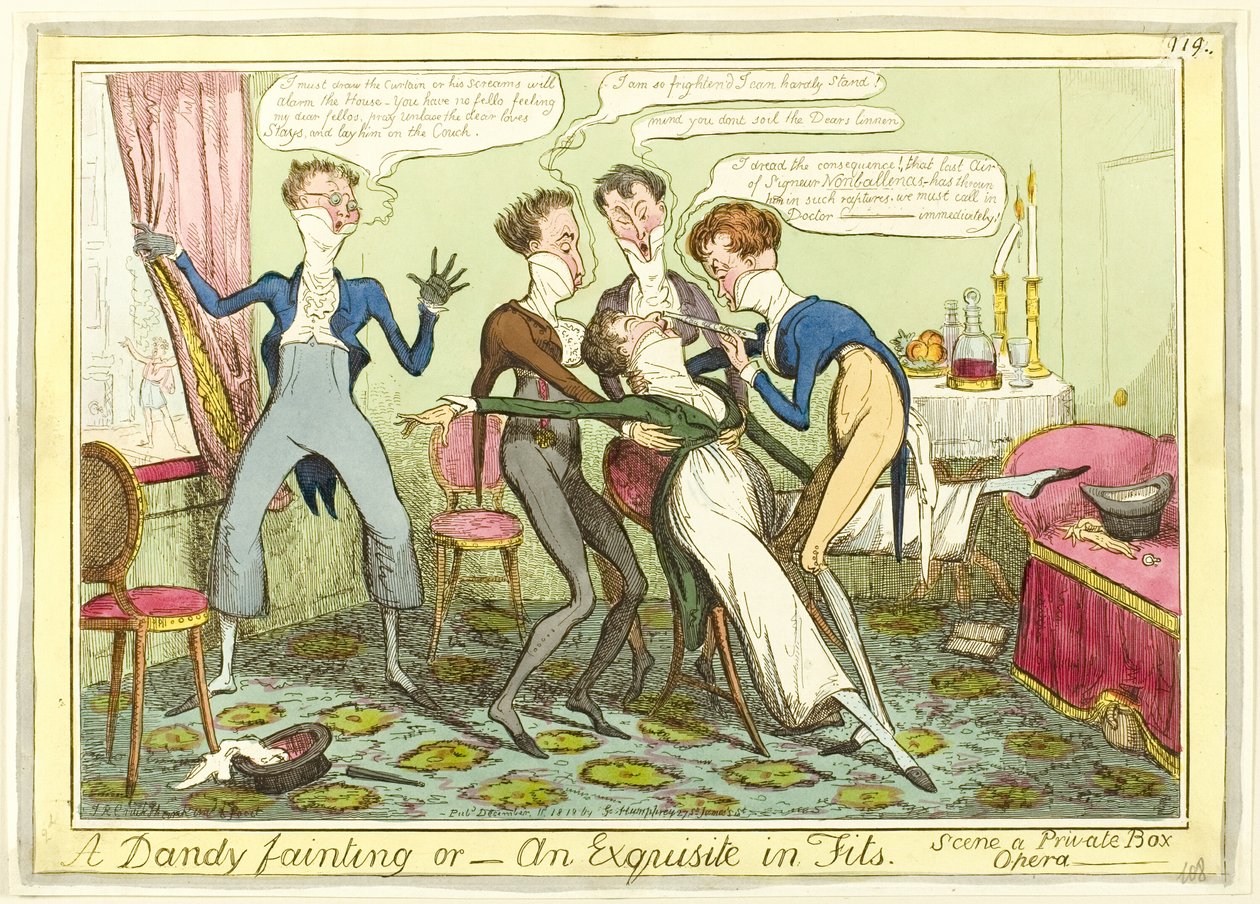 En dandy besvimer af Isaac Robert Cruikshank