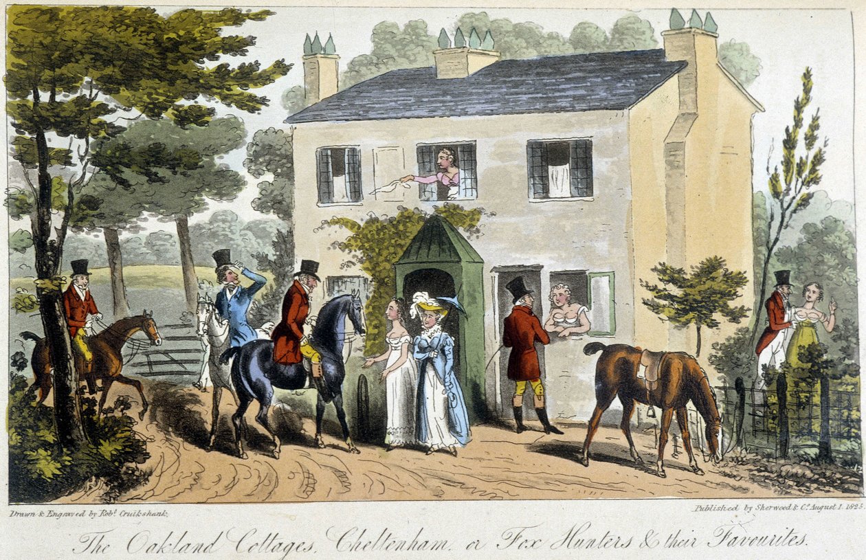 Et bordel på det engelske landskab - i "" Den engelske spion"" af Charles Molloy Westmacott, ill. af Robert Cruikshank, London af Isaac Robert Cruikshank