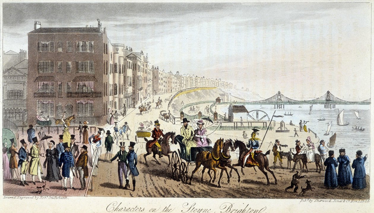 Characters on the Brighton - i "" The English Spy"" af Charles Molloy Westmacott, tegning af Robert Cruikshank, London Edition af Isaac Robert Cruikshank
