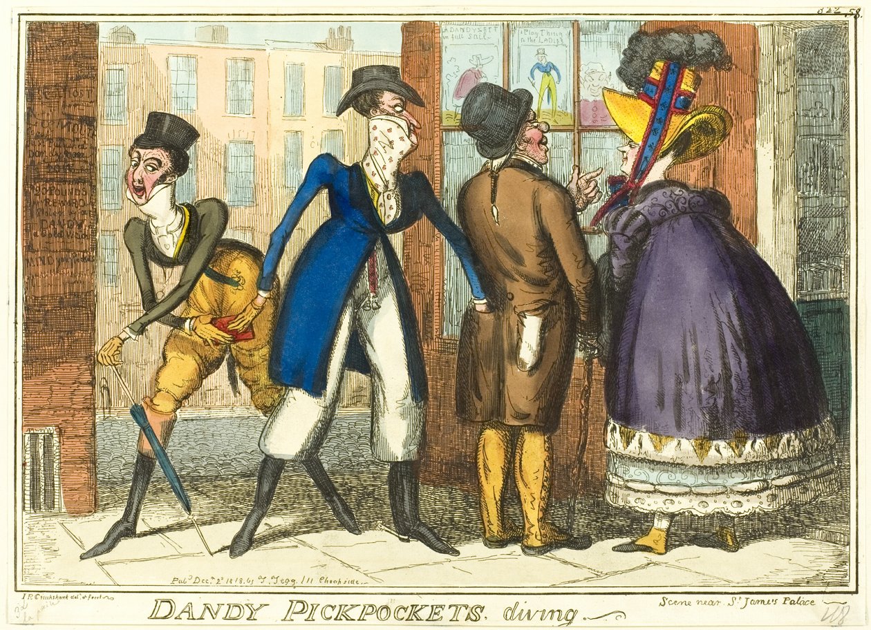 Dandy Pickpockets dykning af Isaac Robert Cruikshank