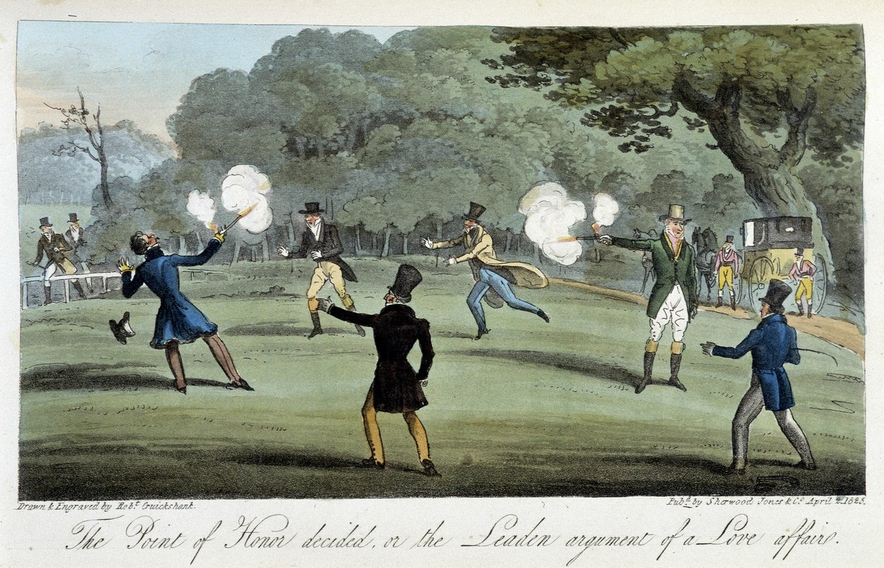 Duel med en pistol for en hjertesag - i "" Den engelske spion"" af Charles Molloy Westmacott, ill. af Robert Cruikshank, London af Isaac Robert Cruikshank
