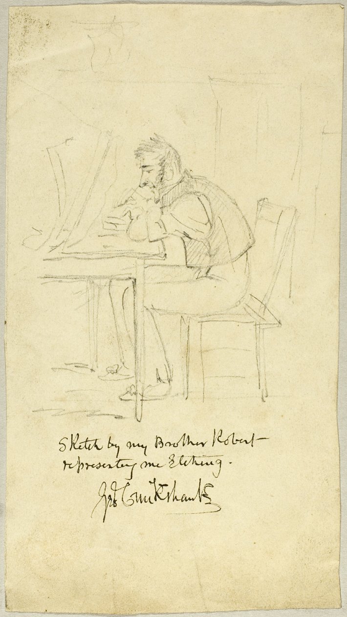 George Cruikshank laver en ætsning af Isaac Robert Cruikshank