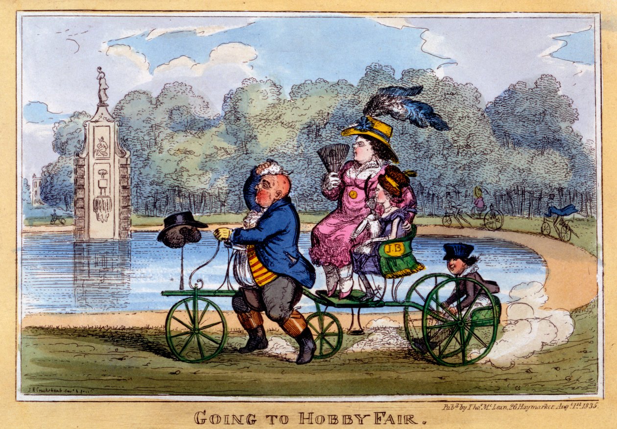 Going to Hobby Fair, 1835 (håndfarvet gravering) af Isaac Robert Cruikshank