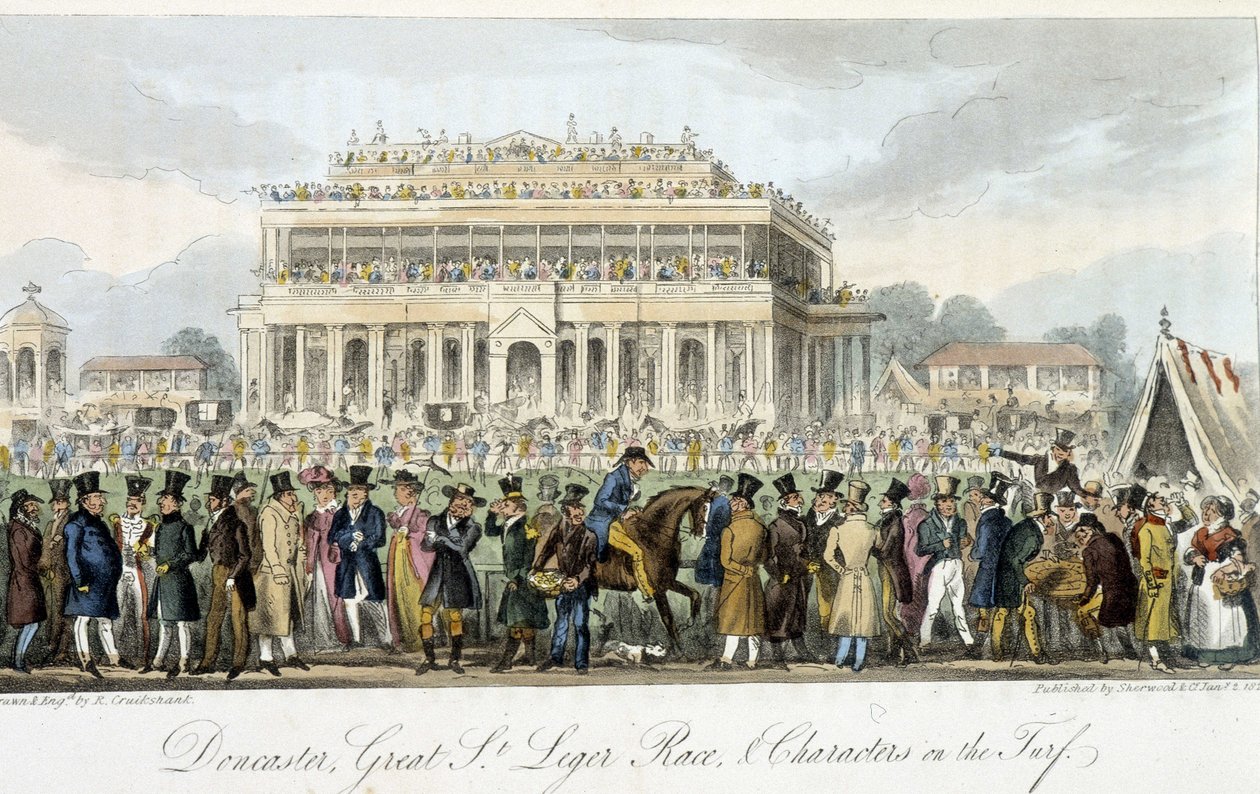 Saint Léger-prisen ved Doncaster (løbene) - i "" Den engelske spion"" af Charles Molloy Westmacott, ill. af Robert Cruikshank, London af Isaac Robert Cruikshank