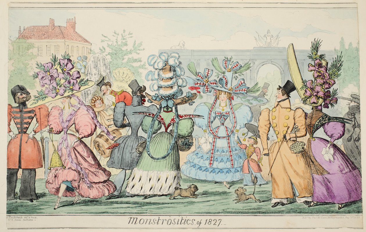 Monstrosities af 1827, pub. 1835 (håndfarvet gravering) af Isaac Robert Cruikshank