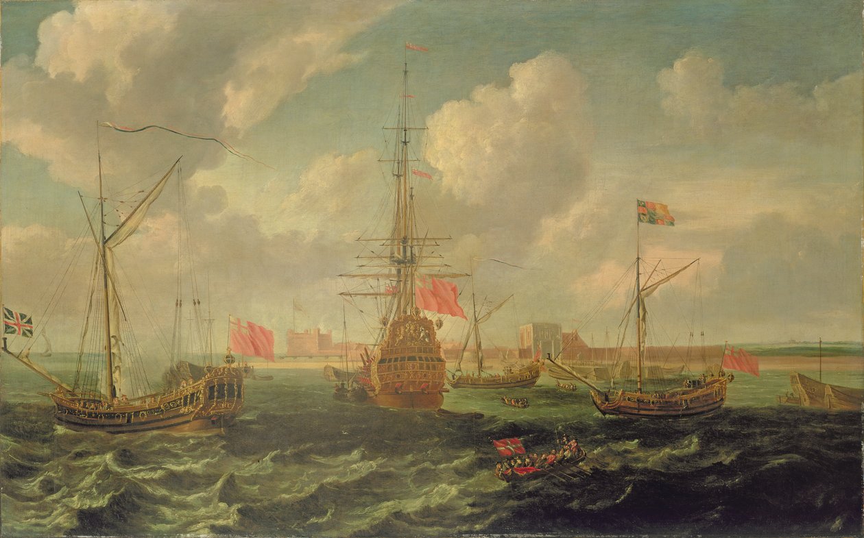 Kongeskibet ud for Sheerness, ca. 1680 (olie på lærred) af Isaac Sailmaker