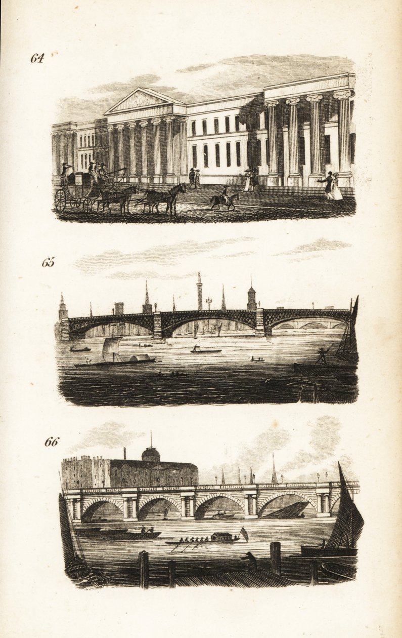 Det generelle postkontor, Southwark Bridge og Waterloo Bridge af Isaac Taylor