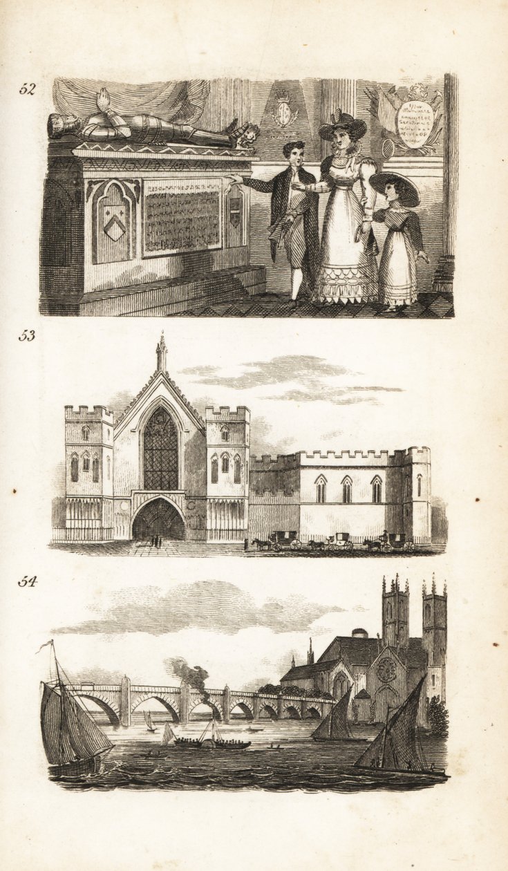 Grave i Westminster Abbey, Westminster Hall og Westminster Bridge af Isaac Taylor