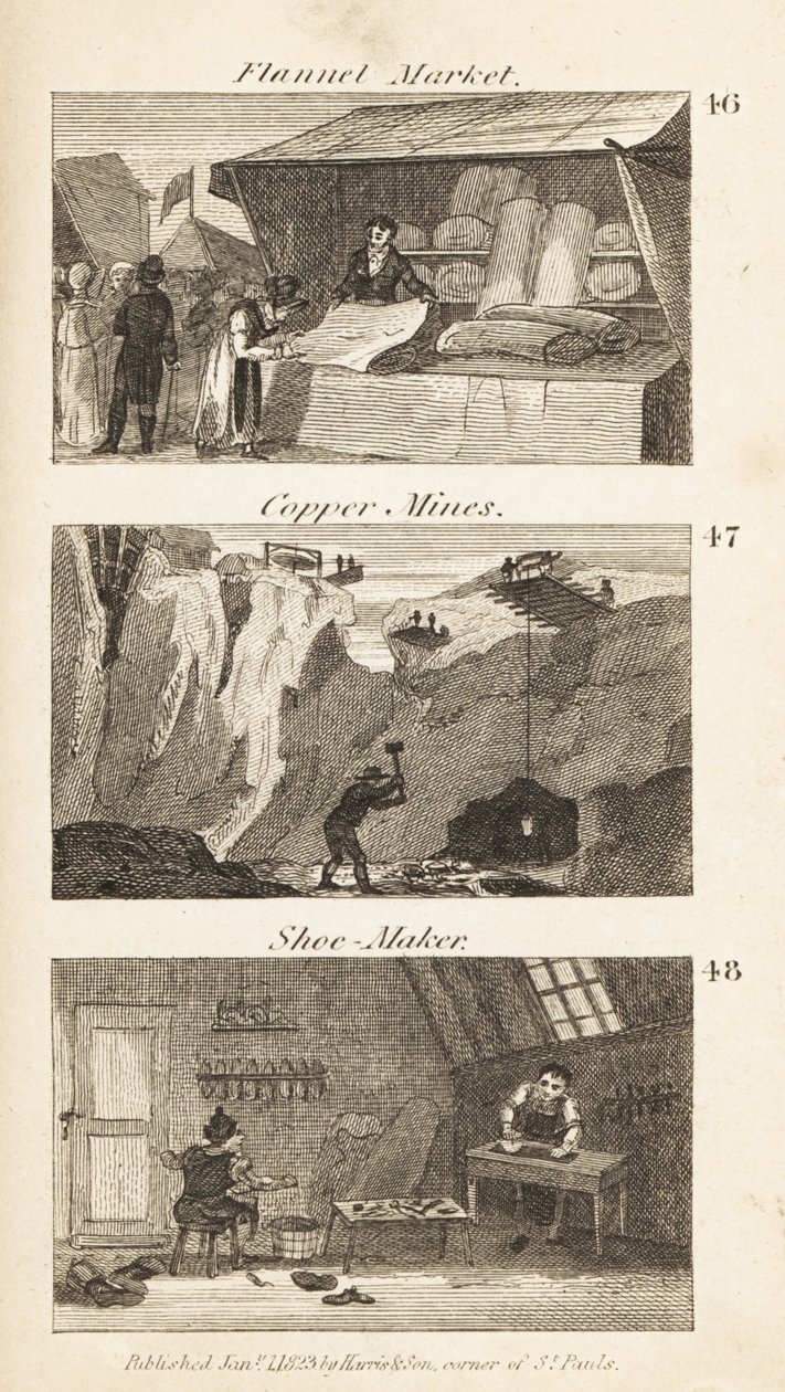 Handler i Regency England: flannelmarked, kobberminer og skomager af Isaac Taylor