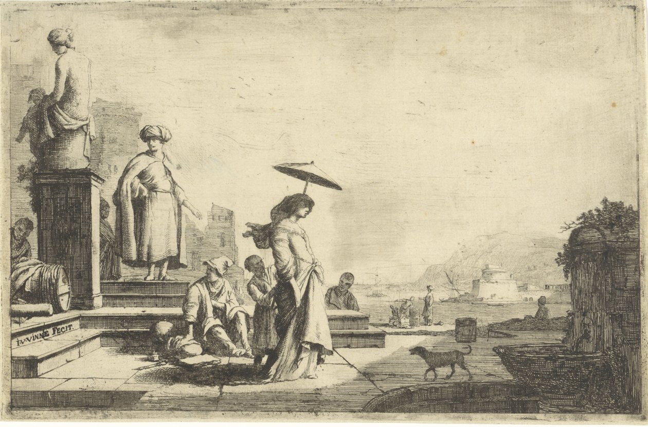 Udsigt over en middelhavshavn af Isaac Vincentsz. van der Vinne