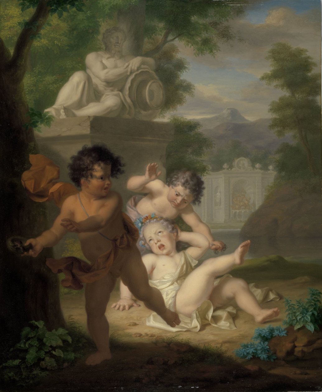 Tre børn skændes om en fuglerede af Isaac Walraven (rejected attribution)