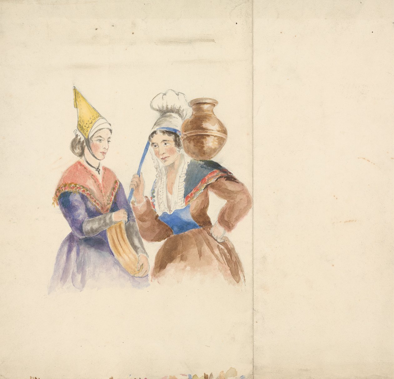 To kvinder i farverigt kostume af Isaac Weld