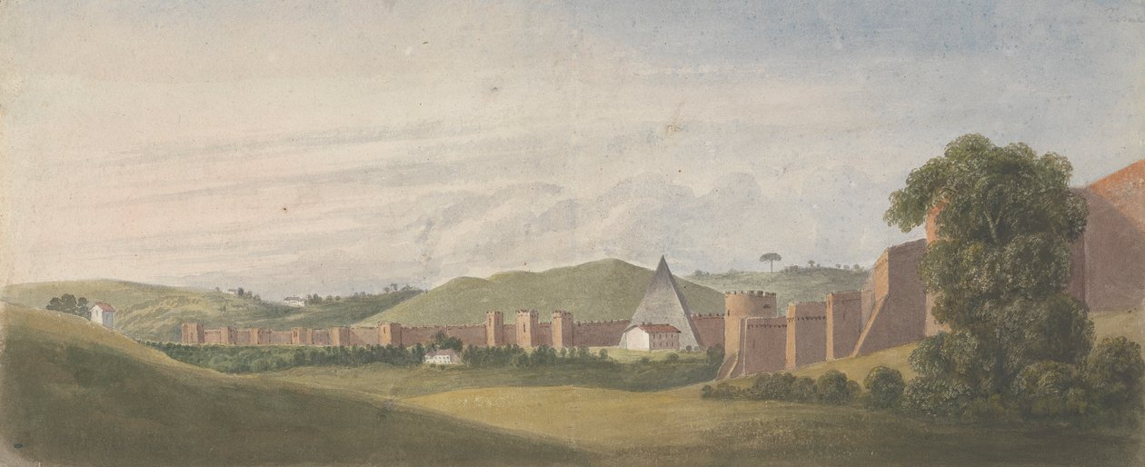 Roms mure: Aurelian-muren med Cestius-pyramiden af Isaac Weld
