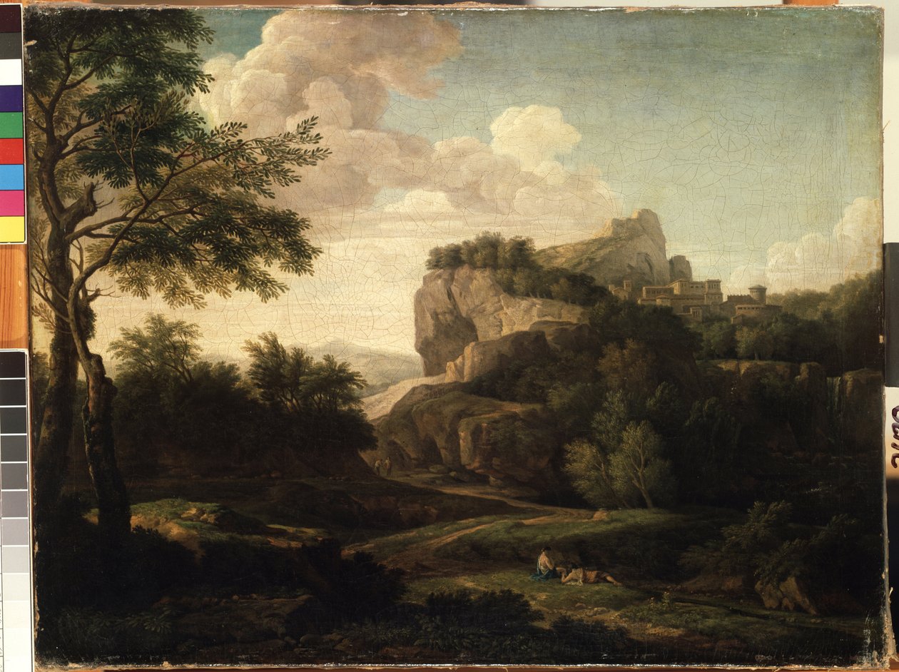 ""Landskab"" maleri af Isaac de Moucheron (1667-1744) Mikalojus Konstantinas Ciurlionis Fine Arts Museum fra det 18. århundrede, Kaunas, Litauen af Isaac de Moucheron