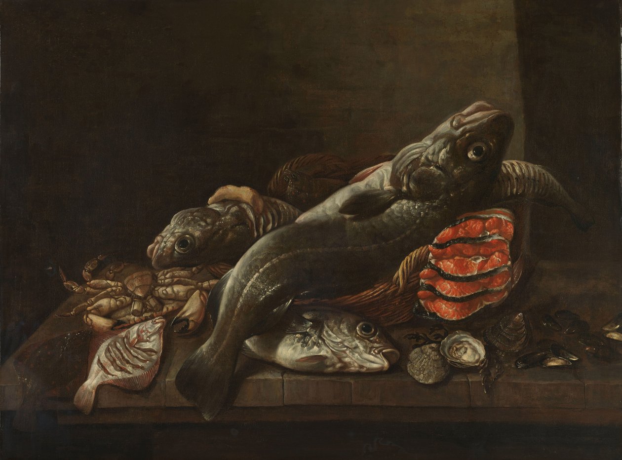 Stilleben med fisk af Isaac van Duynen