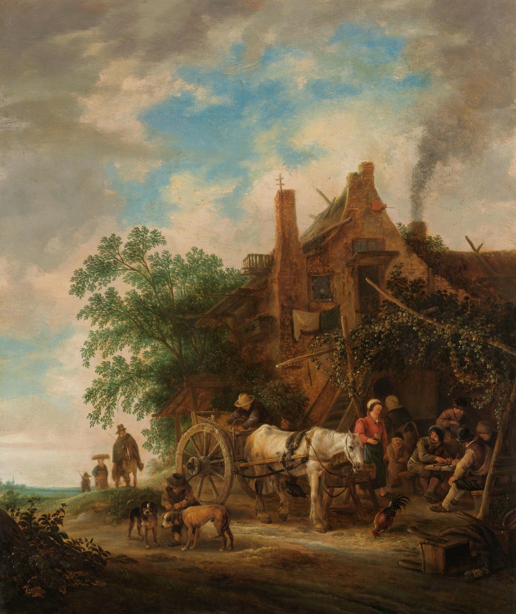 Landekro med hest og vogn af Isaac van Ostade