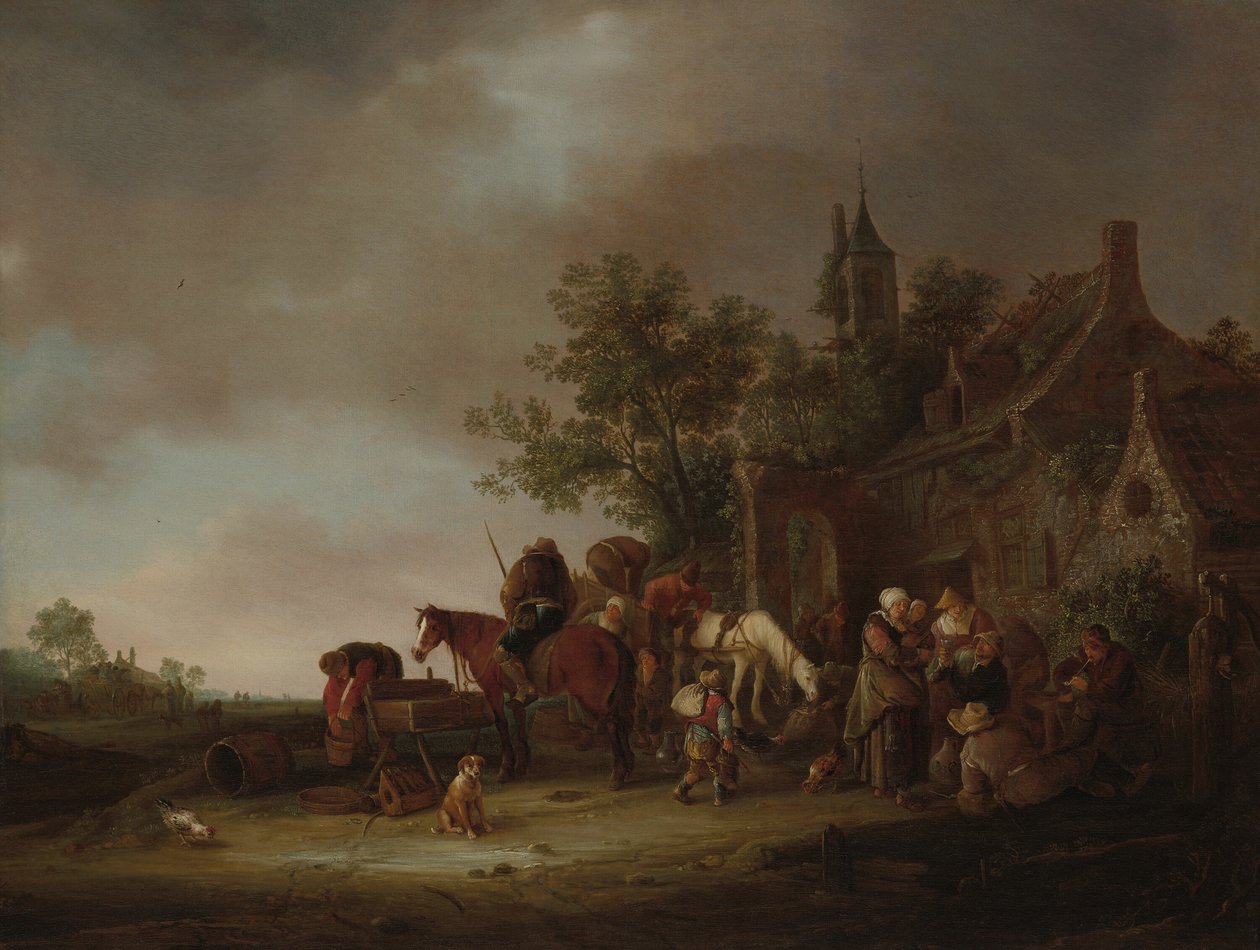 Rejsende standser på en kro af Isaac van Ostade
