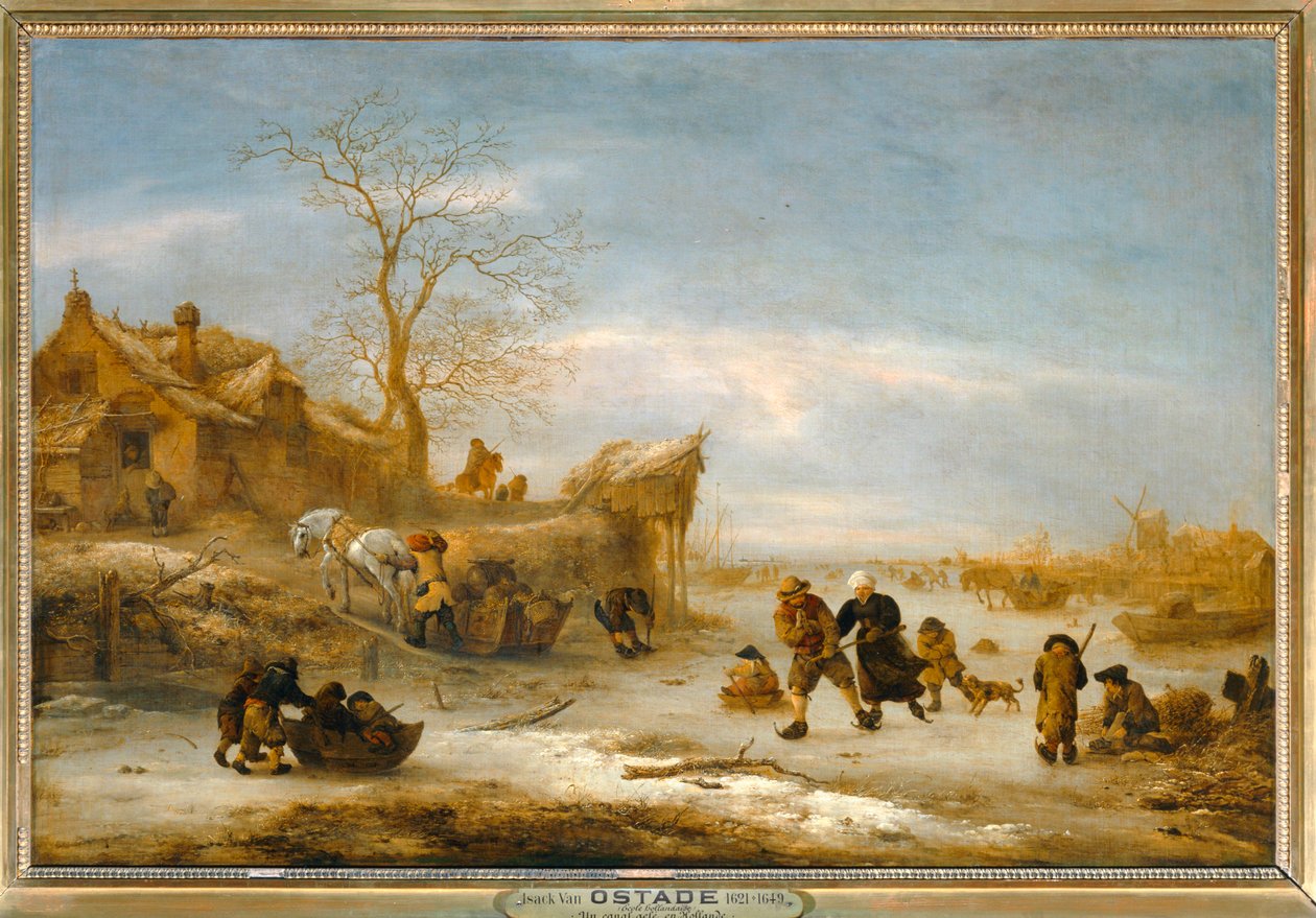 Canal gele med par på skøjter ... af Isaack Jansz van Ostade