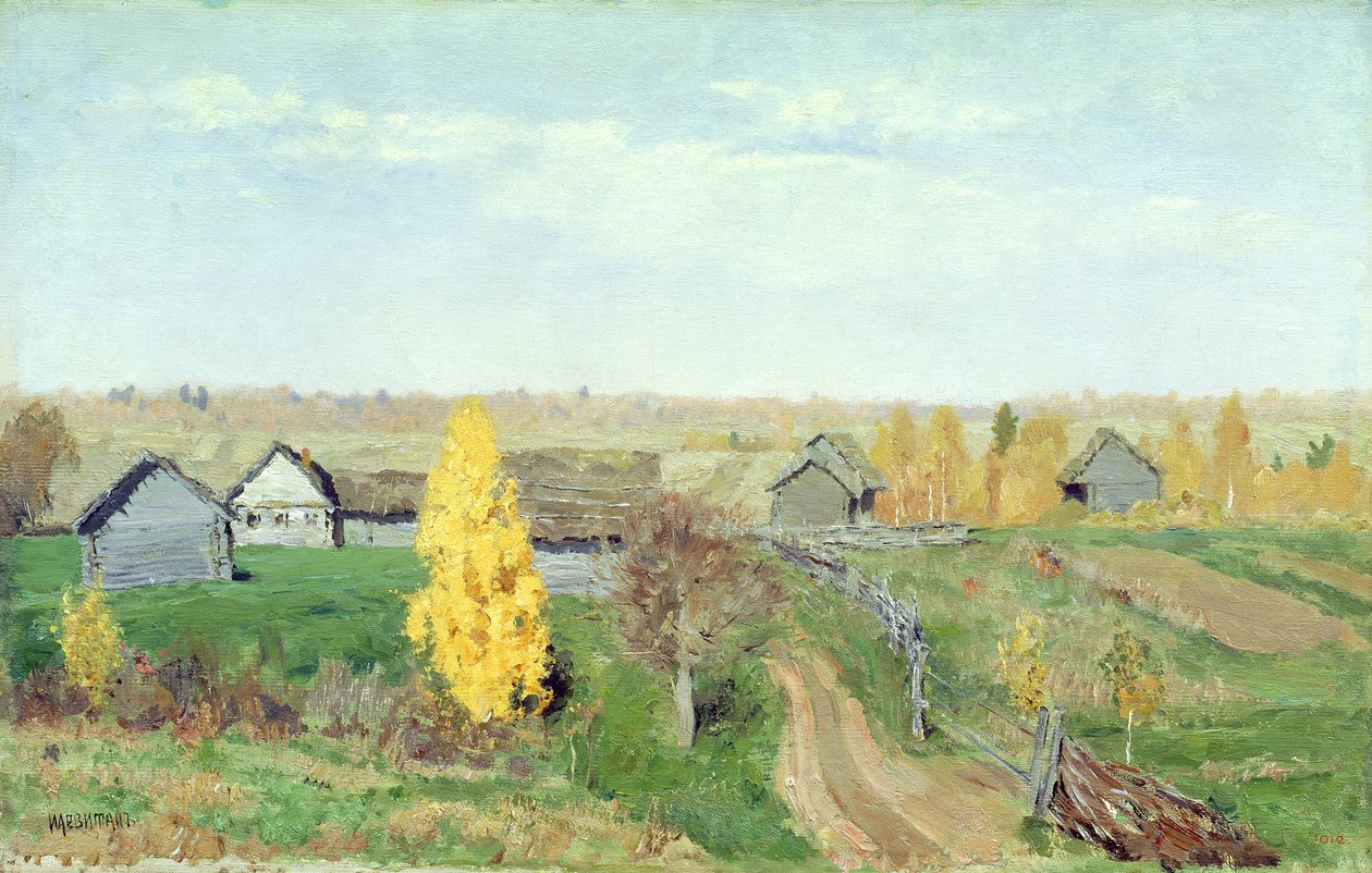 Gyldent efterår i landsbyen, 1889 af Isaak Ilyich Levitan