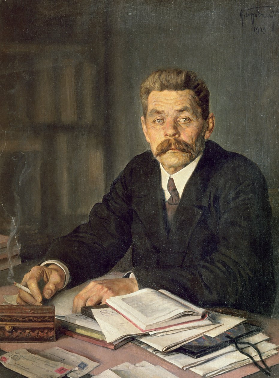 Portræt af forfatteren Maxim Gorky (1868-1939), 1929 af Isaak Israilevich Brodsky
