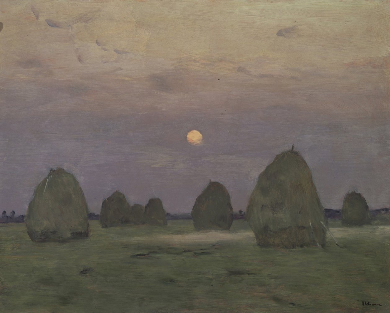 Tusmørke. Høstakkene, 1899 af Isaak Ilyich Levitan