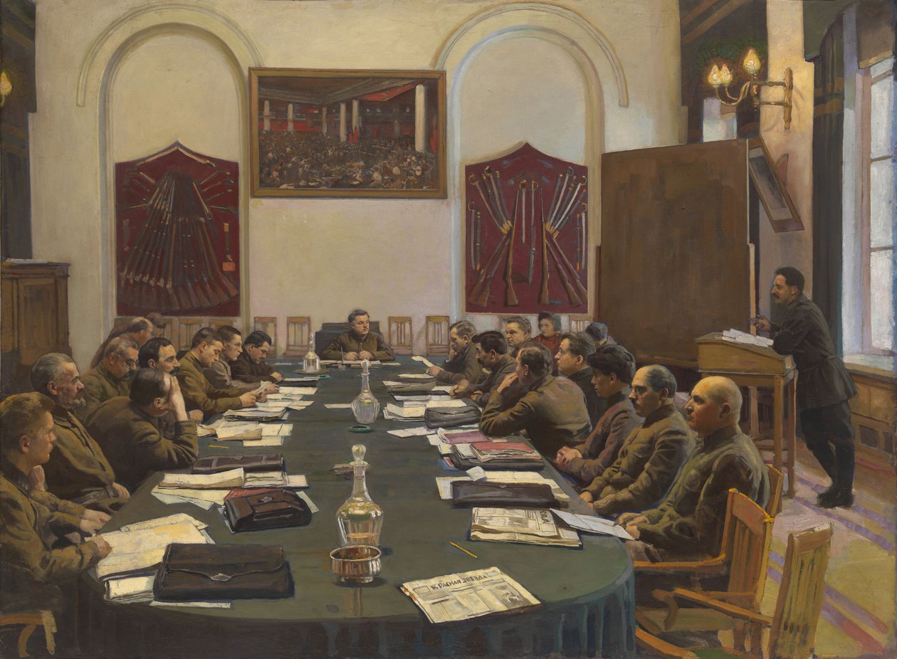 Forsamling af det revolutionære militærråd i USSR, ledet af Kliment Voroshilov af Isaak Israilevich Brodsky