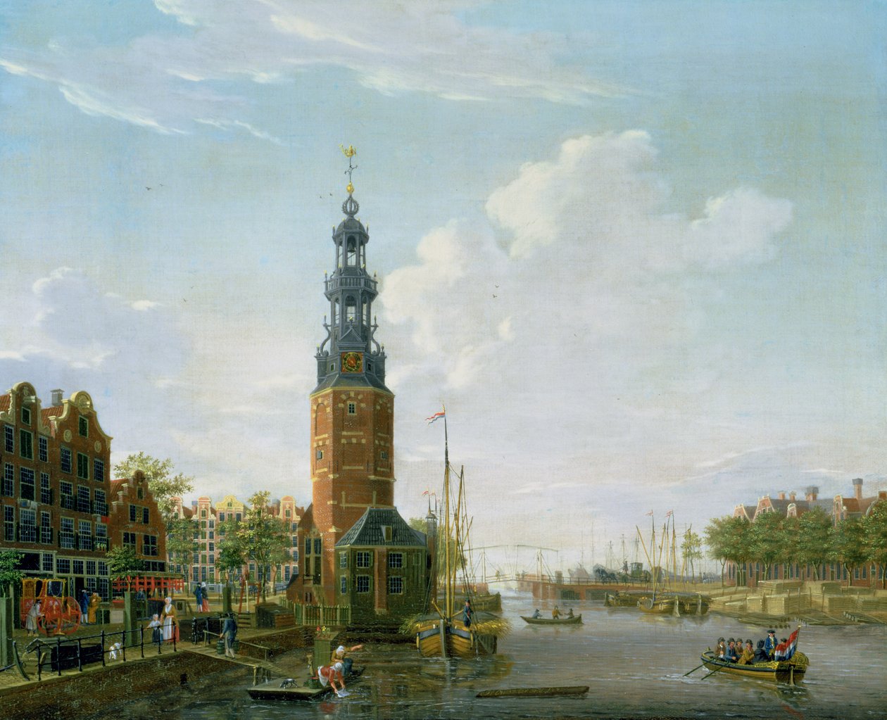 Udsigt over Amsterdam med Montelbaanstoren på Oudeschans, 1777 af Isaac Ouwater