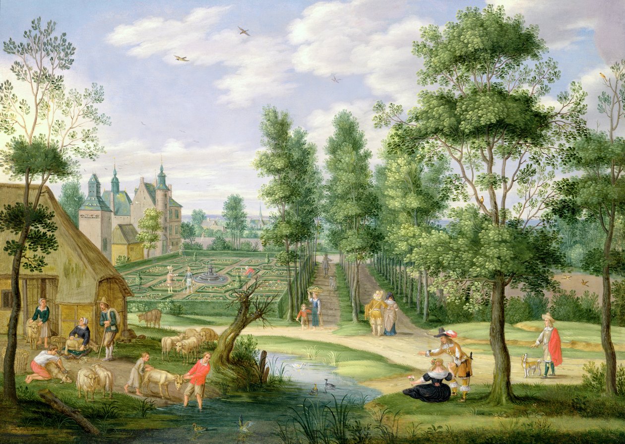 Figurer i et landsteds grund (olie på kobber) af Isaak van Oosten