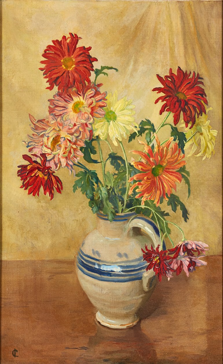 Krysantemum (olie på lærred) af Isabel Codrington