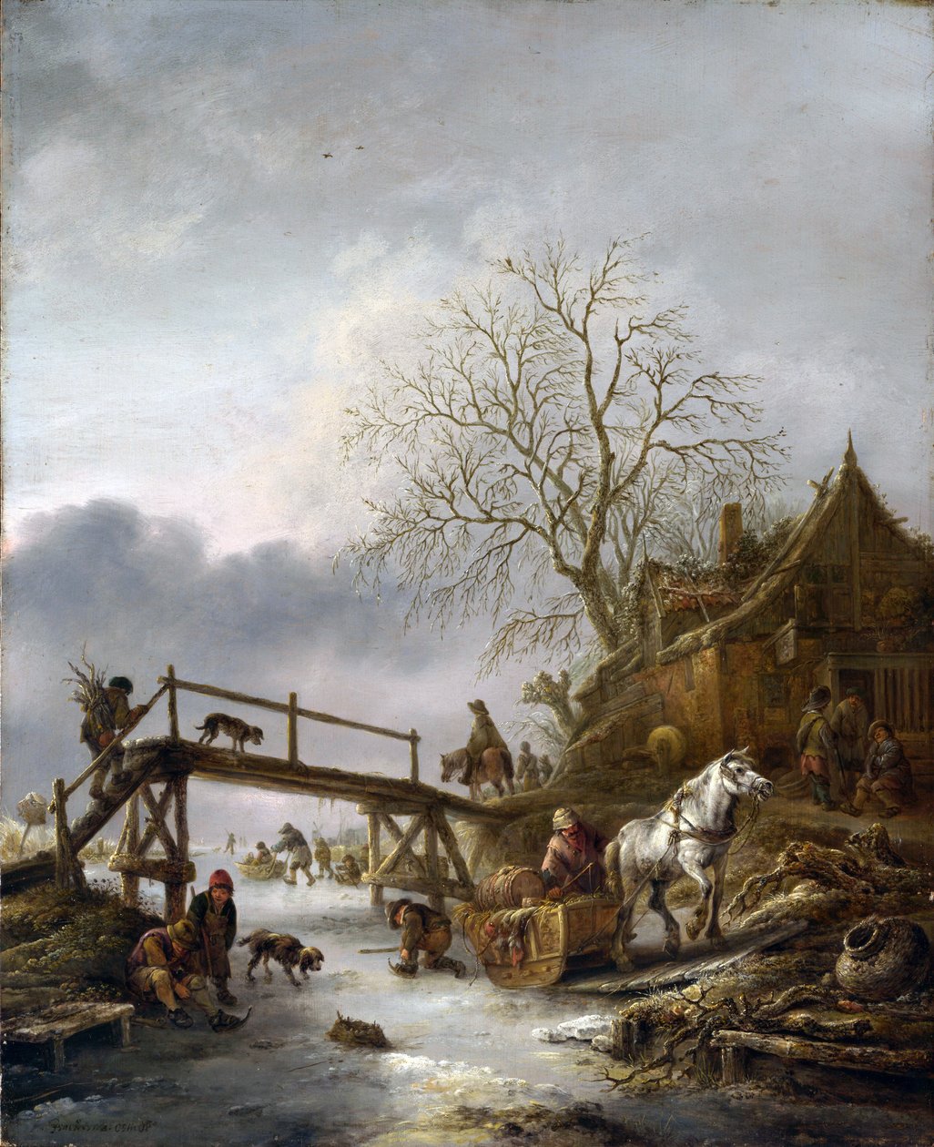 En vinterscene, 1640 af Isack van Ostade