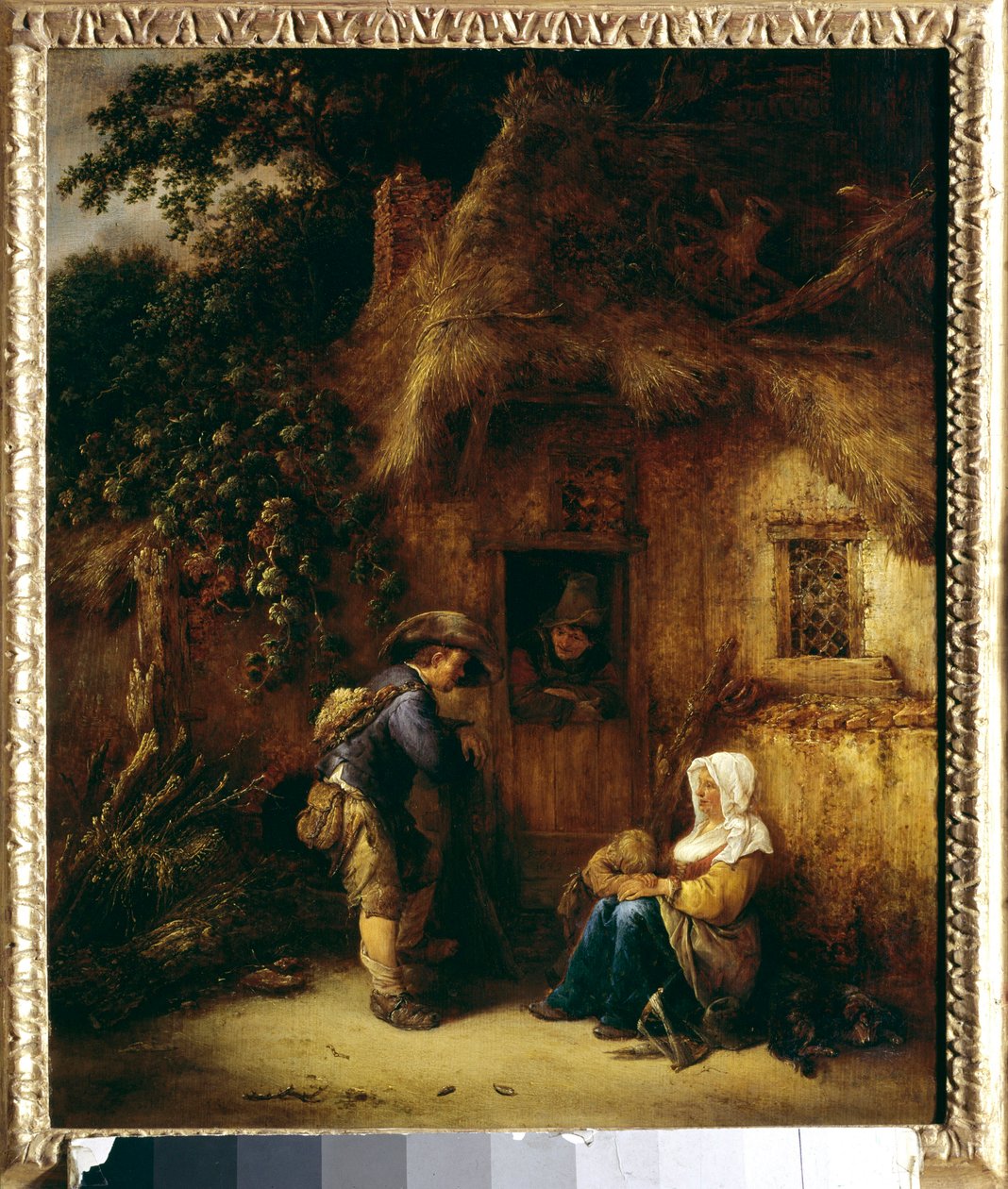 Samtale foran et bondehus. Maleri af Isaac Van Ostade (1621-1649) af Isack van Ostade