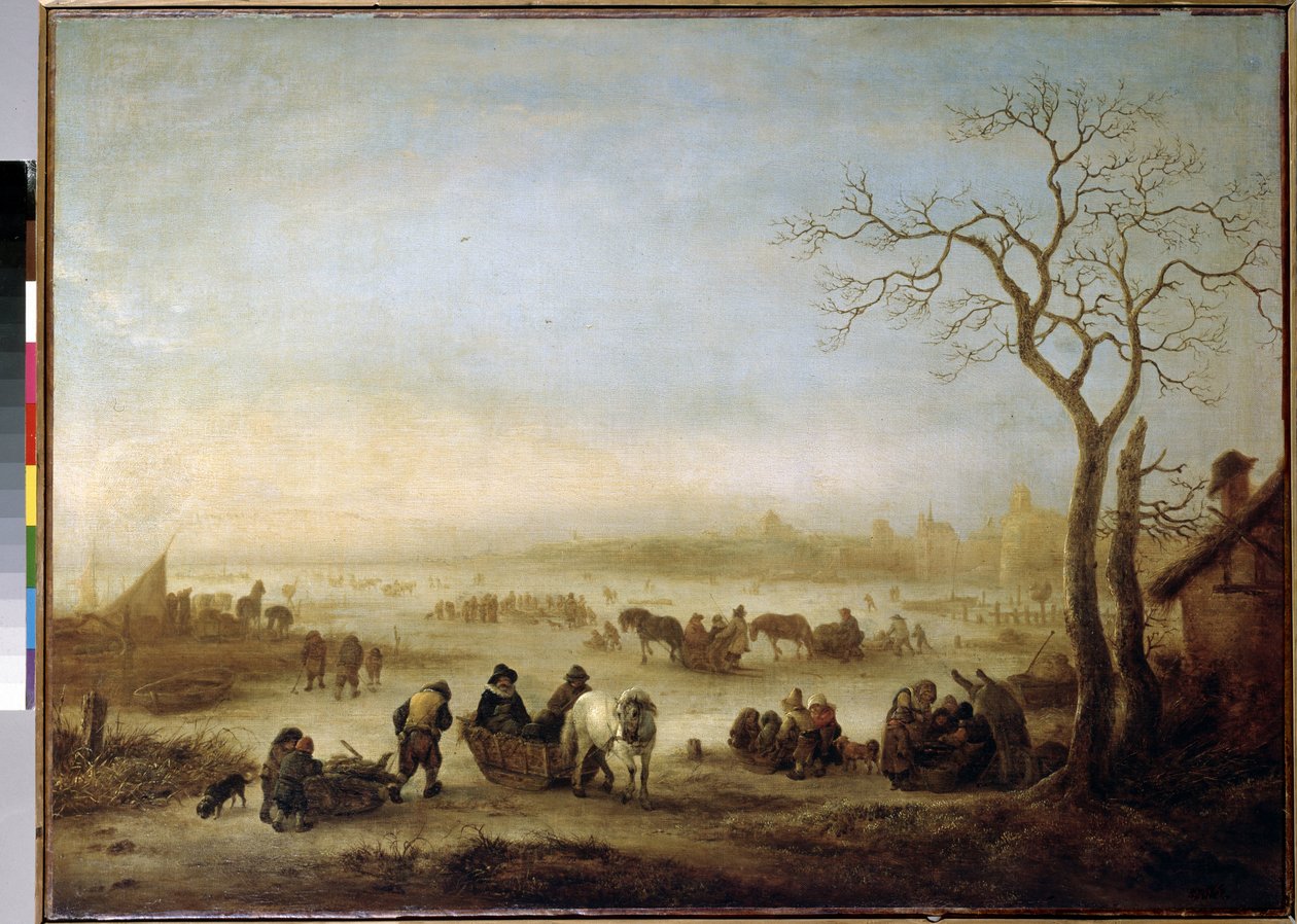 Lac Gele (frossen sø). Peinture de Isaac van Ostade (1621-1649) af Isack van Ostade