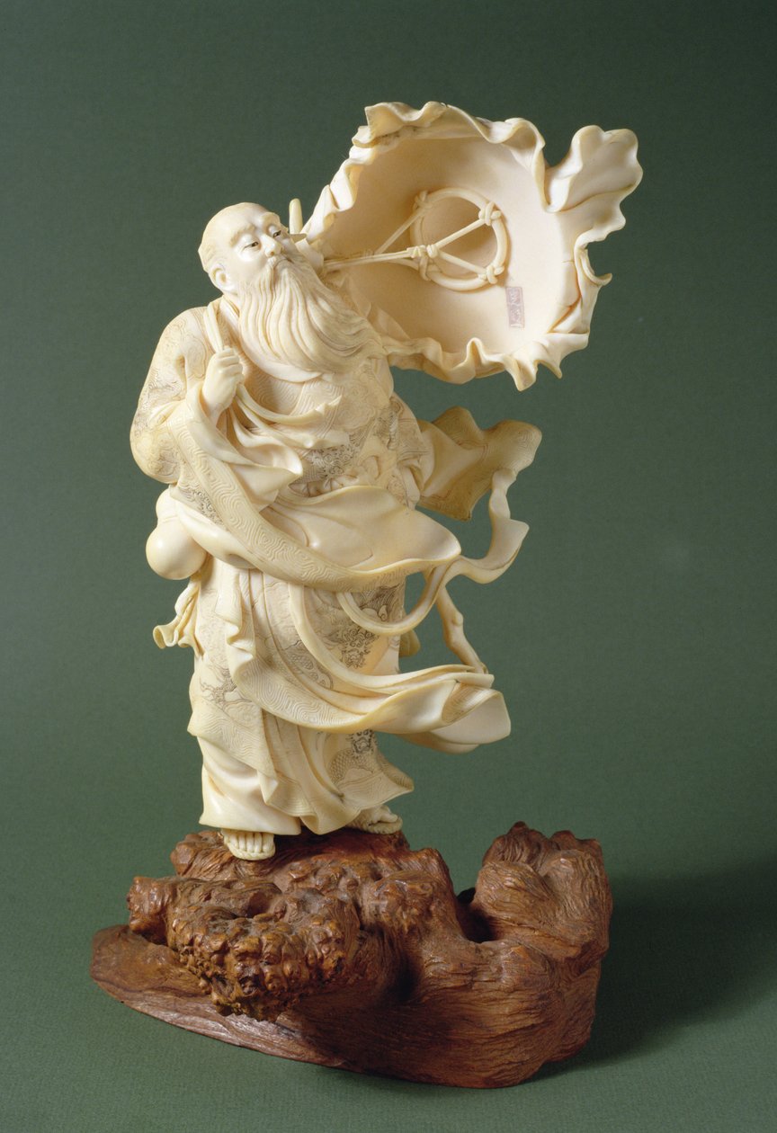 Salvie med blæsende hat, ca. 1900 (elfenben) af Ishikawa Komei