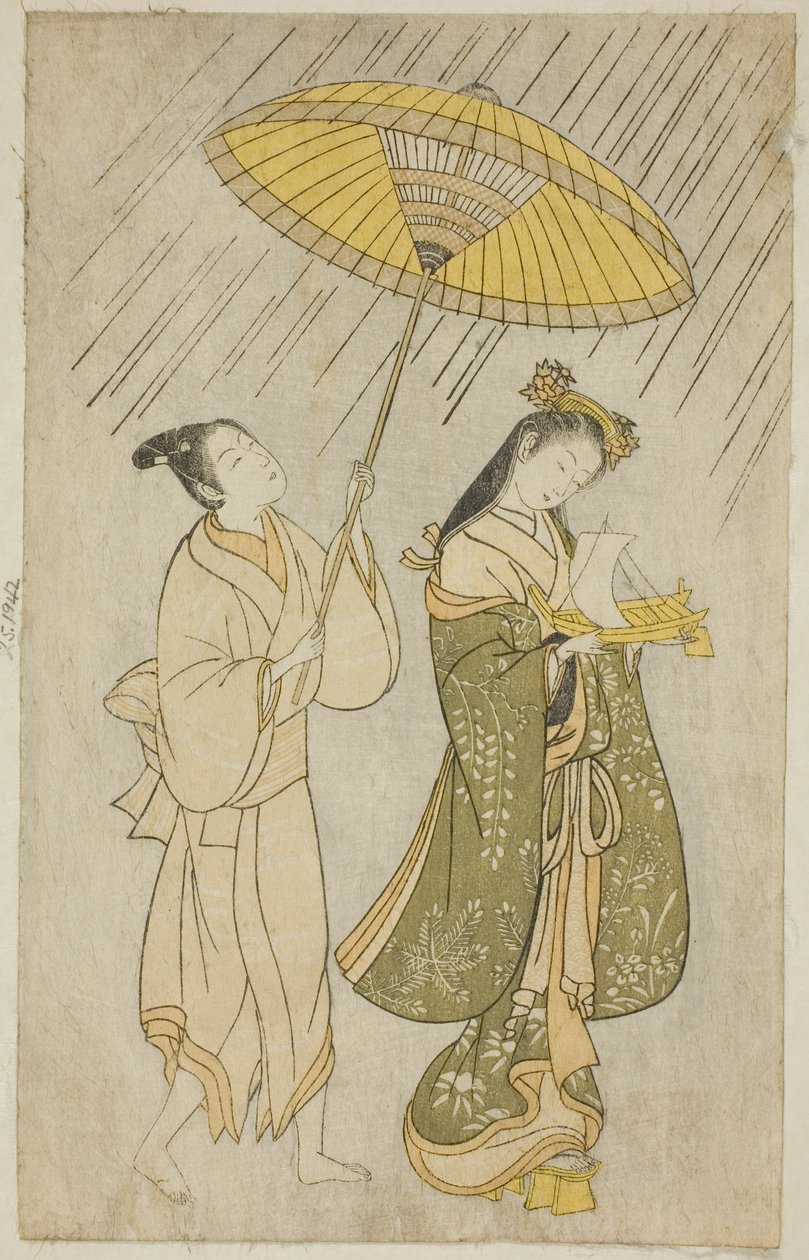 Parodi på Komachi, der beder om regn af Ishikawa Toyonobu