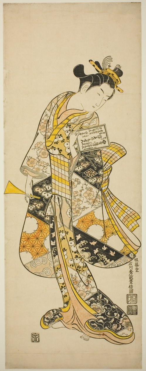 stående geisha af Ishikawa Toyonobu