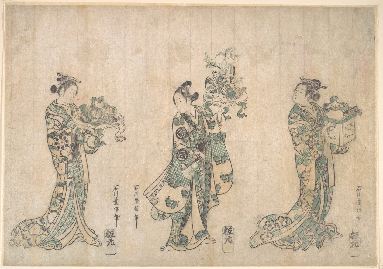 Tre skuespillere af Ishikawa Toyonobu