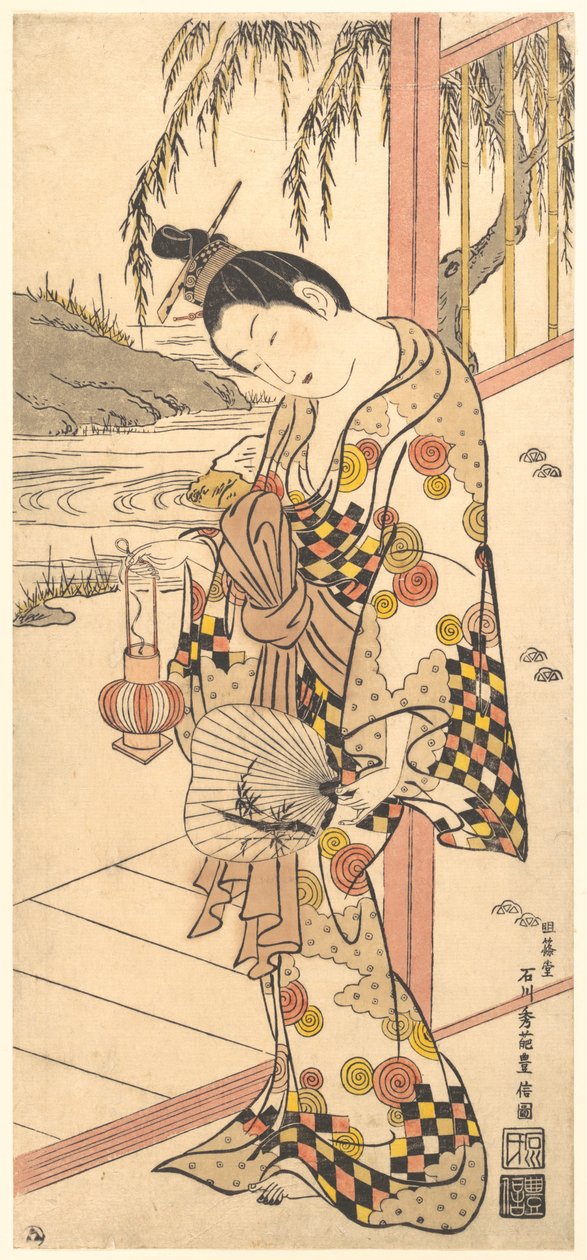 Ung dame i sommerpåklædning af Ishikawa Toyonobu