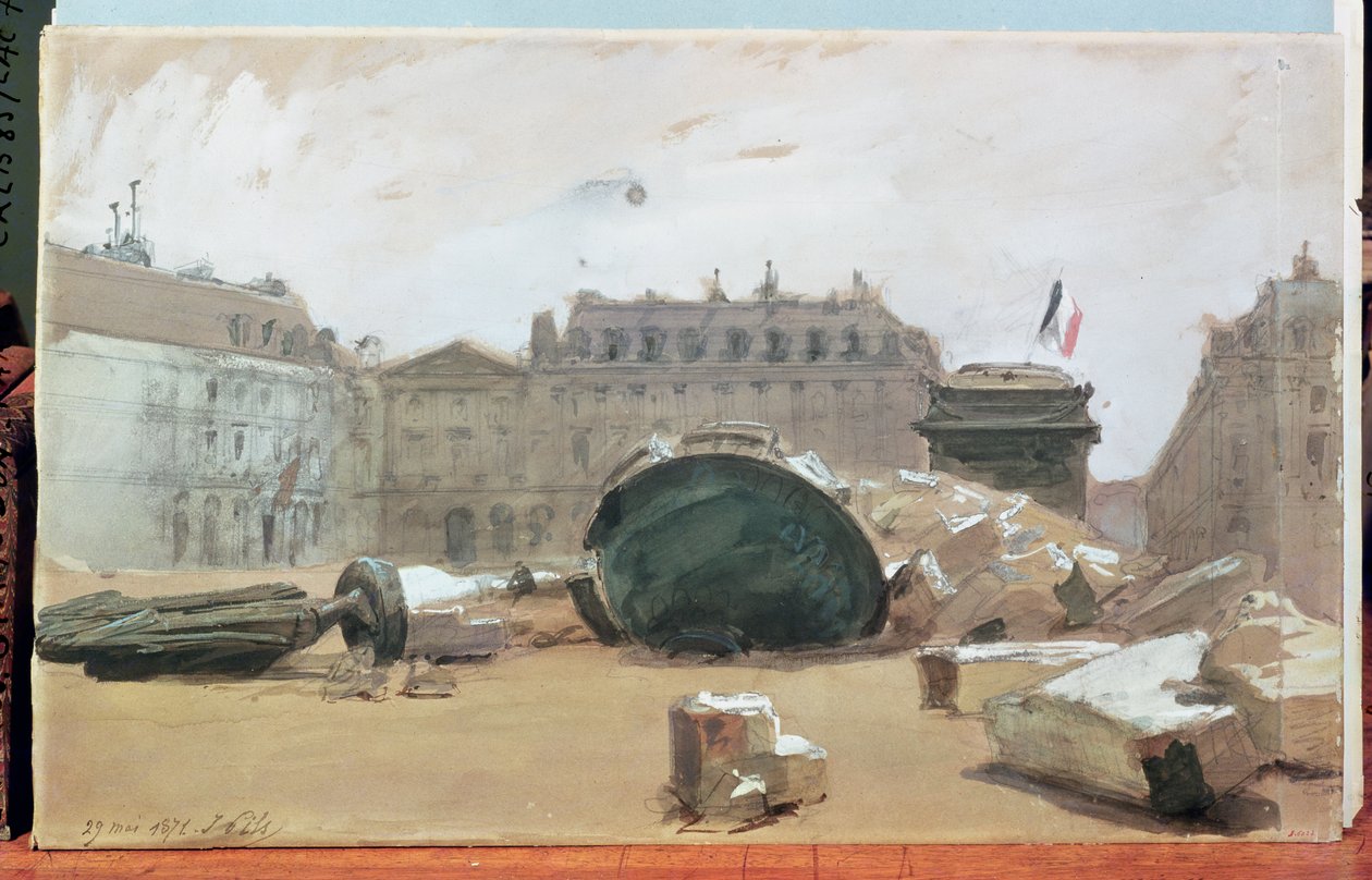 Paris Kommune: Vendome-søjlens fald, 29. maj 1871 af Isidore Pils