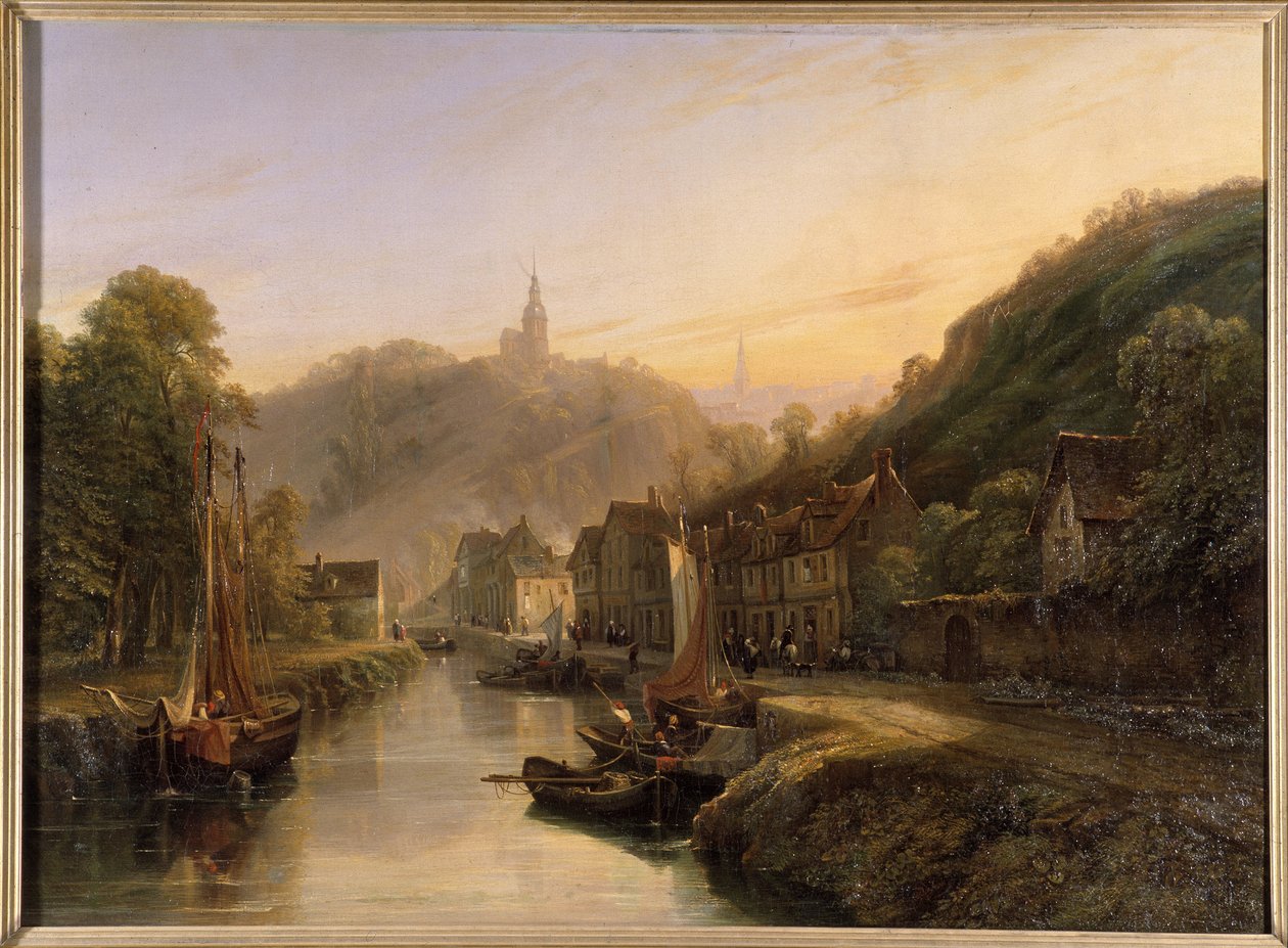 Udsigt over Dinan Havn - af Isidore Dagnau, ca. 1830 af Isidore Dagnan