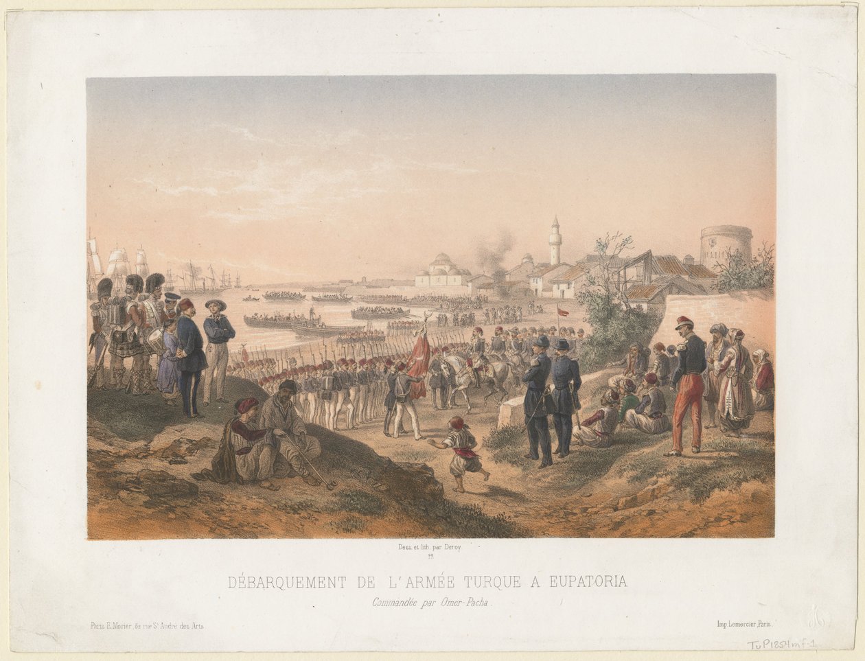 Landgang af den tyrkiske hær ved Yevpatoria under kommando af Omer Pasha, 1855 af Isidore Laurent Deroy
