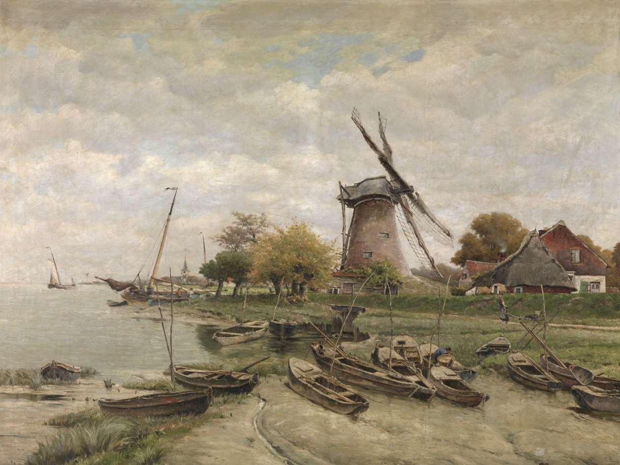 Schelde i Mariakerke (olie på lærred) af Isidore Meyers