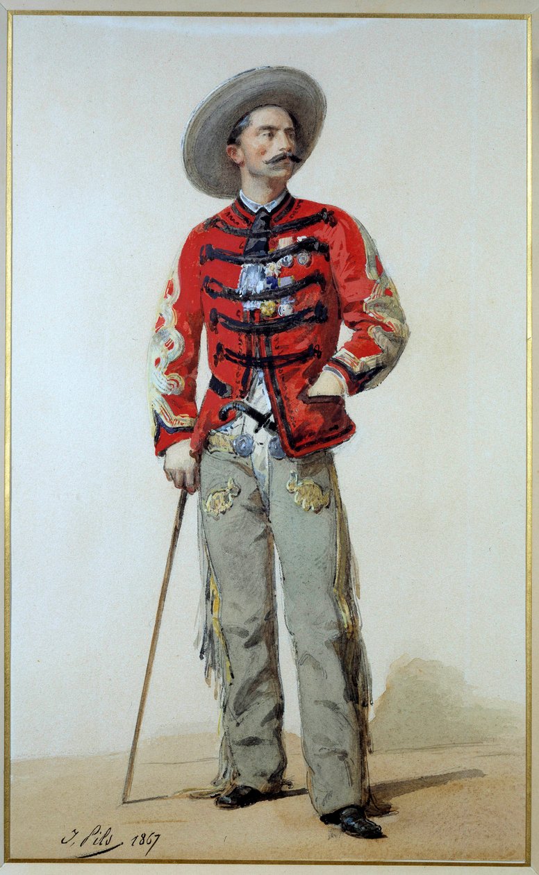 Ekspedition af Mexico (1861-1867): portræt af general Gaston Galliffet (1830-1909) i kontraguerillero i Mexico. Akvarel af Isidore Alexandre Augustin Pils (1813-1875) 1867 søn. 0,39x0,24 m. Paris, musee de l