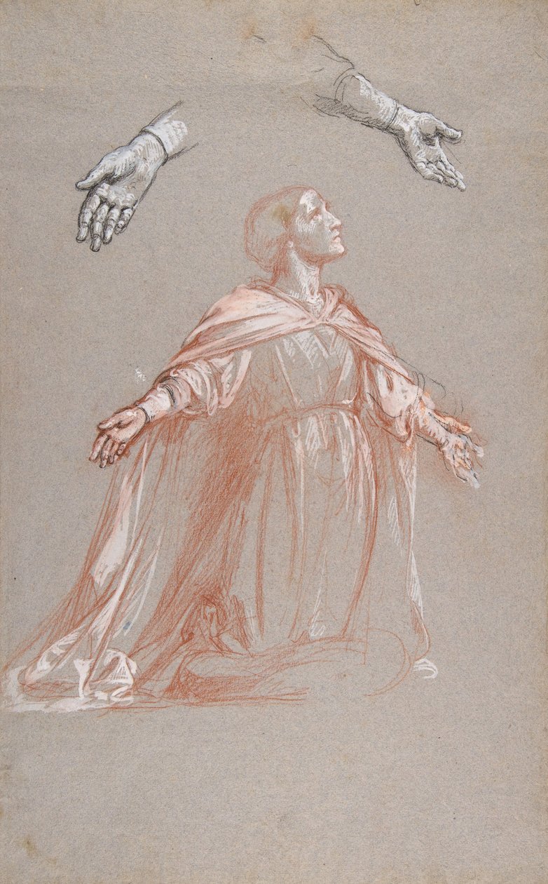 Sainte Clotilde mellemregister, studie til vægmalerier i kapellet Saint Remi..., 19. af Isidore Pils