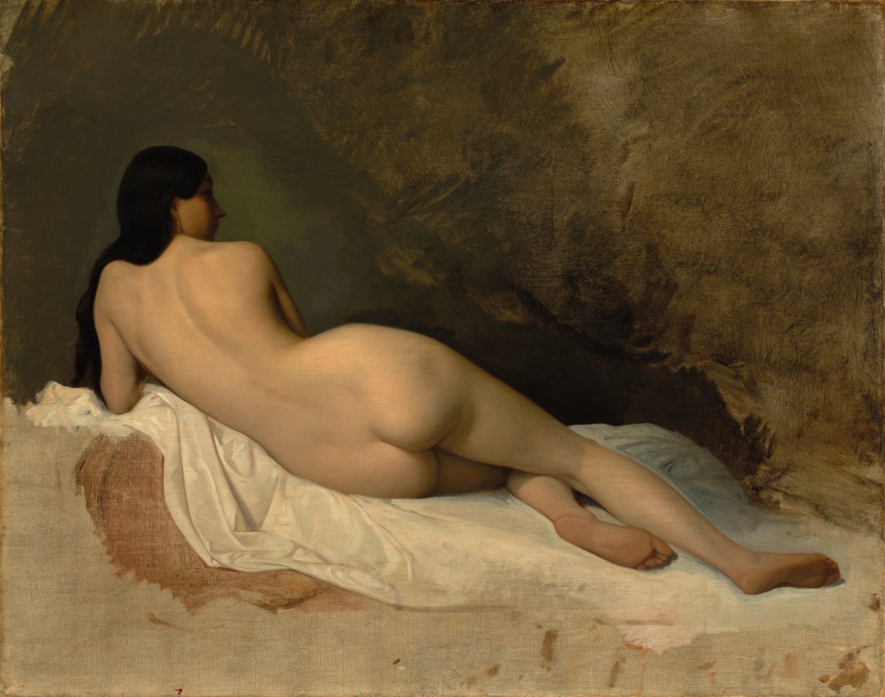Studie af en tilbagelænet nøgen, ca. 1841. af Isidore Pils
